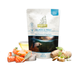 ISEGRIM RIVER ADULT SALMÓN + TRUCHA CON TUPINAMBO, ACEITE DE CÁRTAMO Y HIERBAS DEL RÍO 410 GR