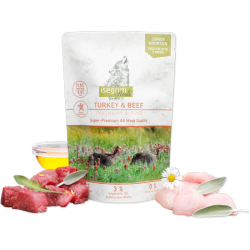 ISEGRIM MOUNTAIN JUNIOR PAVO + TERNERA CON BONIATO, ACEITE DE SALMÓN Y HIERBAS DEL MONTE 410 GR