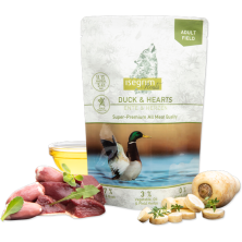 ISEGRIM FIELD PATO + CORAZONES CON MEZCLA DE VERDURAS, ACEITE DE LINAZA Y HIERBAS DEL CAMPO 410 GR