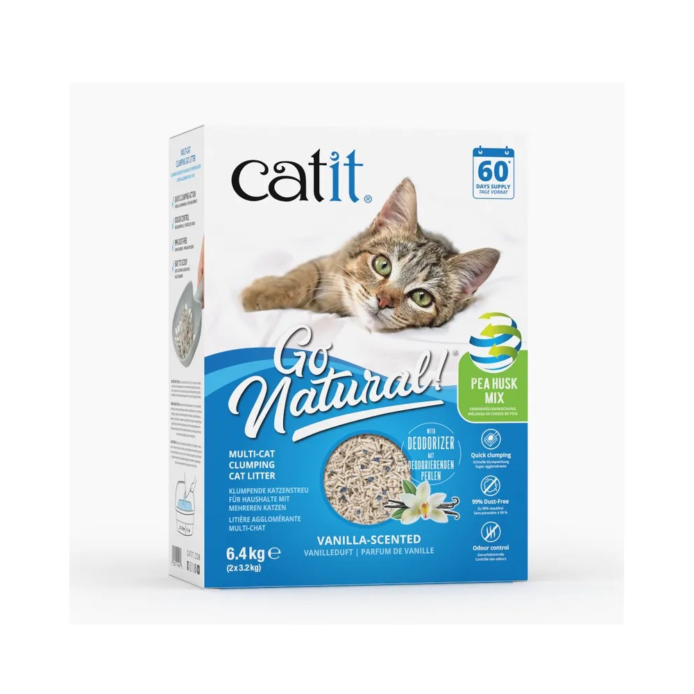Catit Go Natural! Guisantes + bentonita vainilla 6.4 KG 14 L