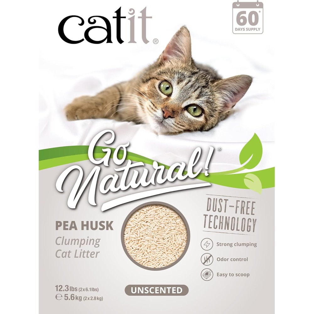 Arena para Gatos Aglomerante de Cascara de Guisante Go Natural, Sin Aroma