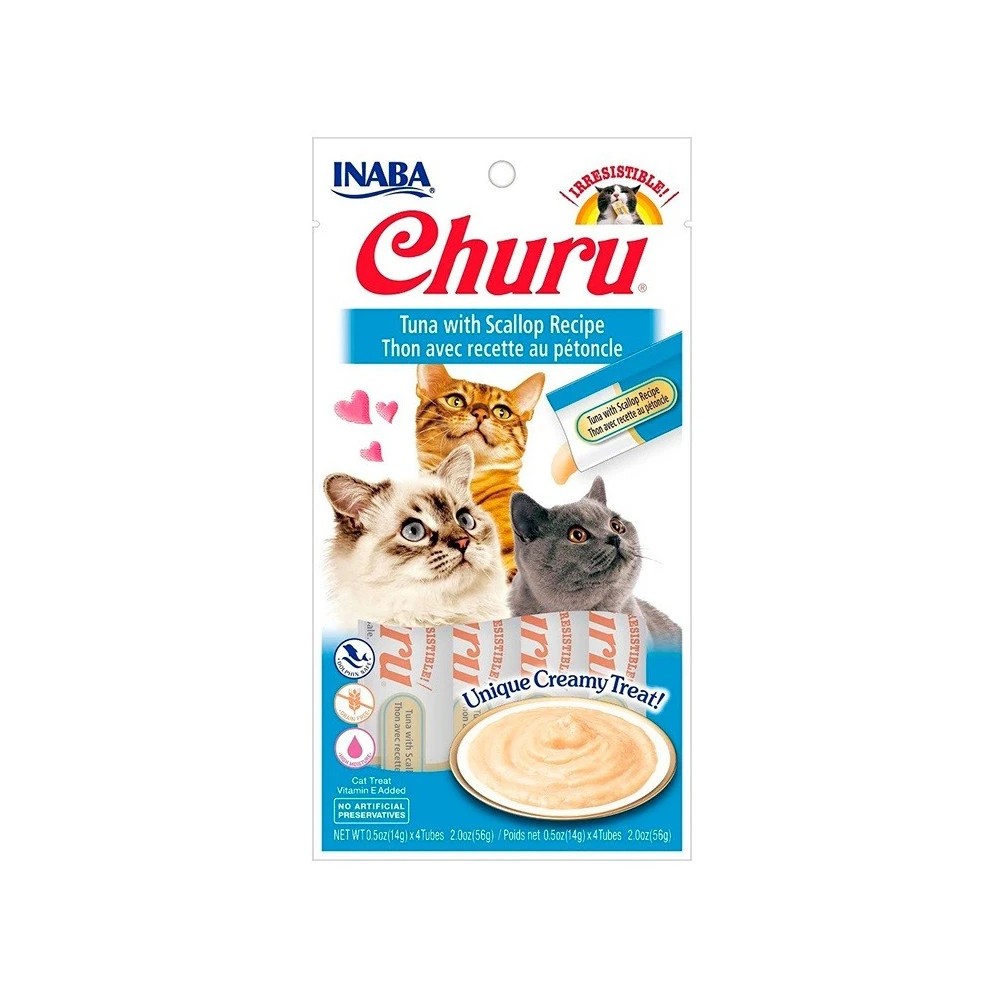 Churu Puré Receta de Atún Con Vieira para Gatos  (4x 14gr)