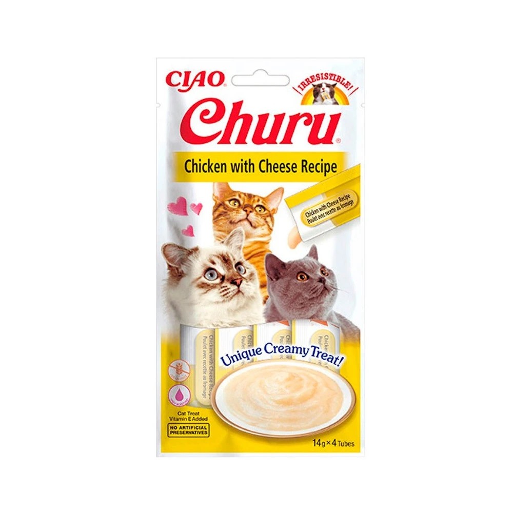Churu Puré Receta de Pollo con Queso para Gatos (4x 14gr)