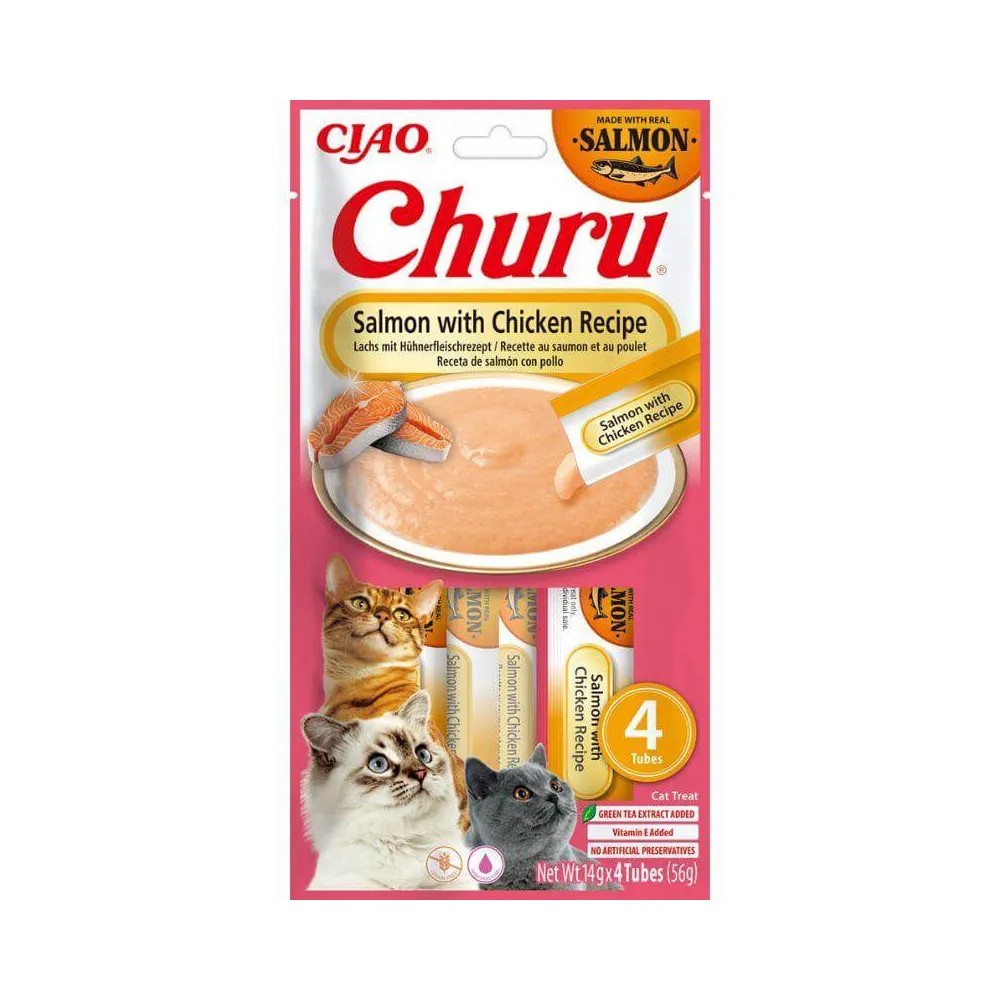 Churu Puré Receta de Salmón con Pollo para Gatos (4x14gr)