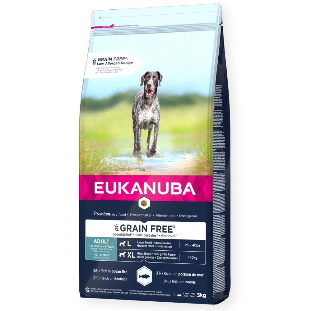 Eukanuba Grain Free Adult Razas Grandes Pescado Azul
