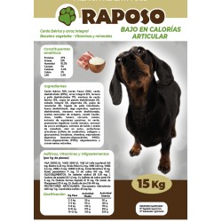 RAPOSO NATURAL     BAJO EN CALORIAS  ARTICULACIONES  15 kg alto contenido en condroprotectores condroitina  y glucosamina