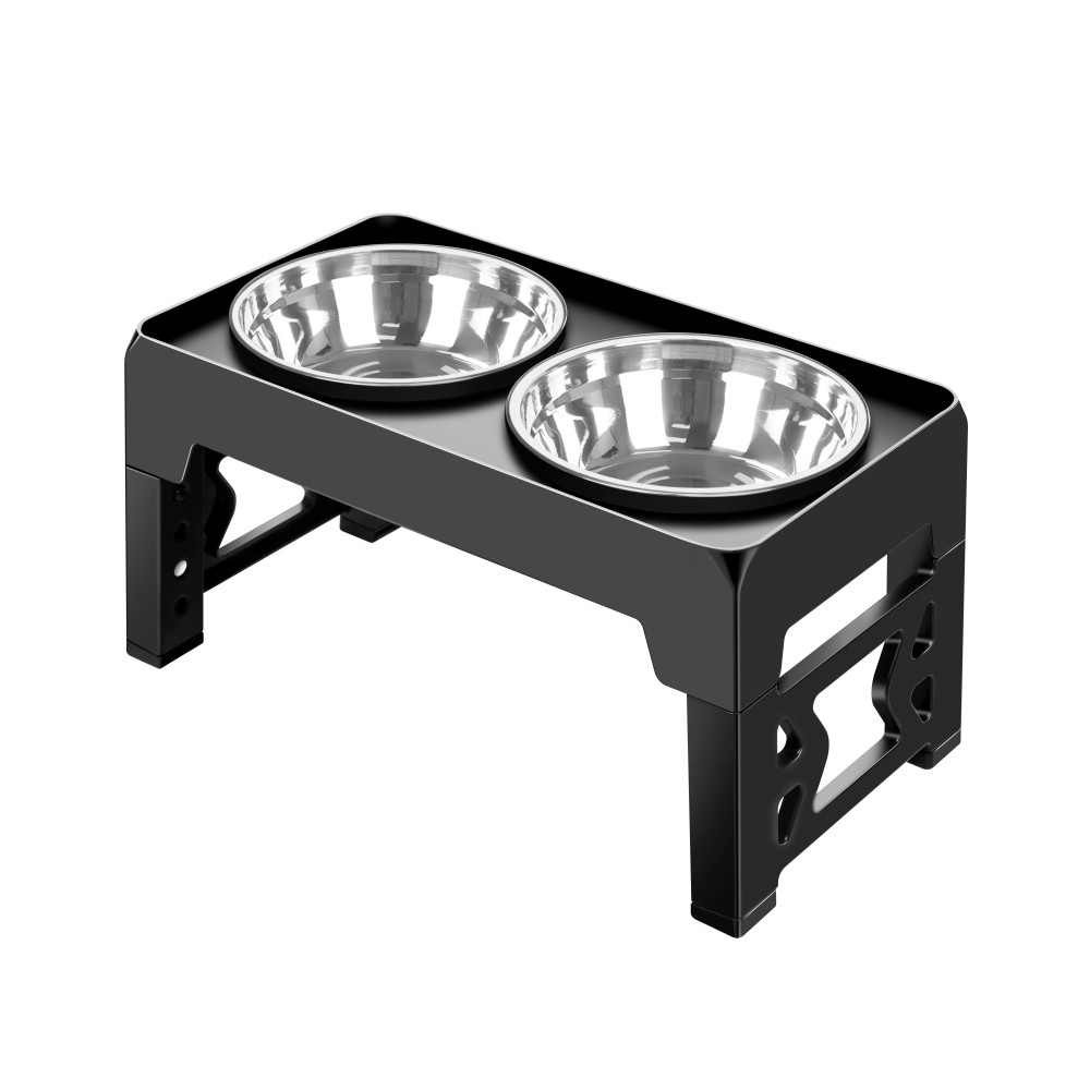 Comedero y Bebedero Doble Elevado para Perros de Acero Inoxidable y Plástico Duradero, Plegable, con Altura Ajustable