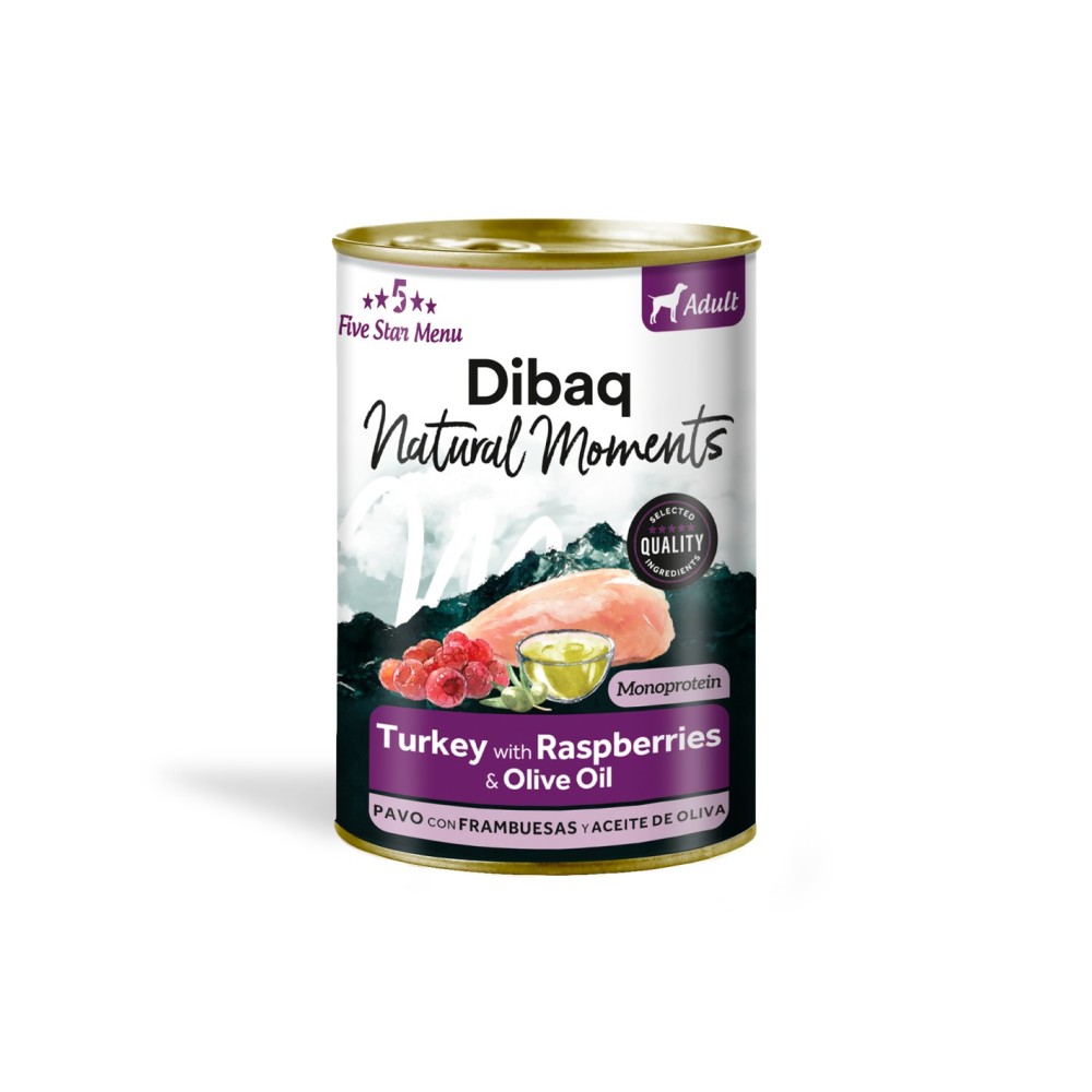 Dibaq Natural Moments Adulto Pavo con Frambuesa 380 gr