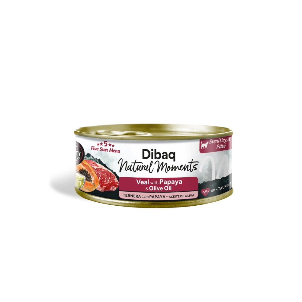 Dibaq Natural Moments 5 Star Esterilizado Ternera con Papaya 70 gr