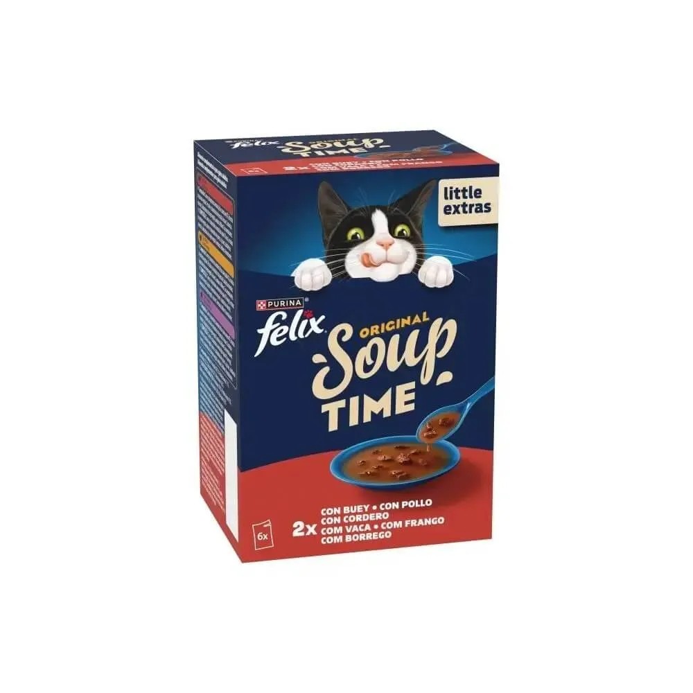 Felix Soup Time Original con Buey, Pollo y Cordero para Gatos 6x48gr