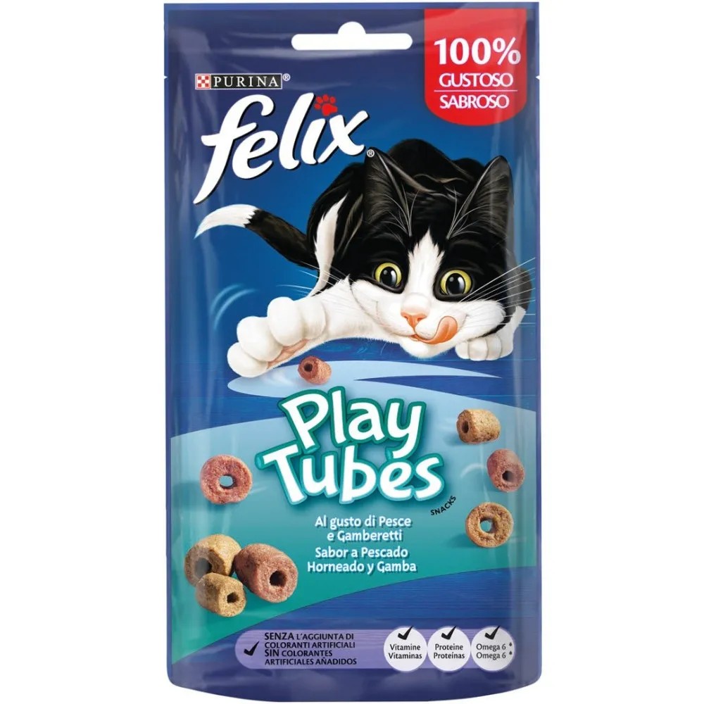 Felix Play Tubes Pescado y Gambas Snack para Gatos 8X50GR