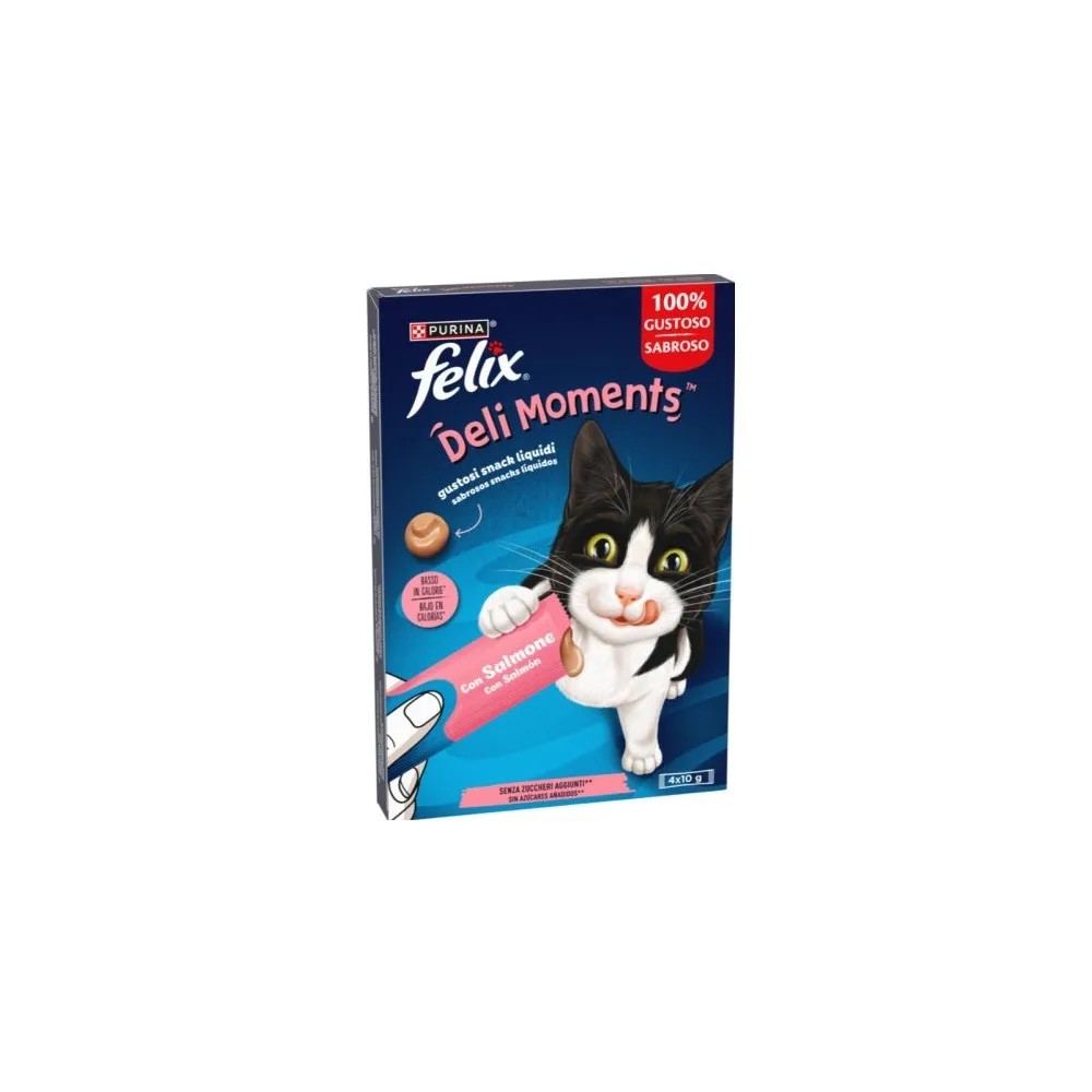 Felix Deli Moments Snack Líquido Salmón para Gatos 11x(4x10gr)