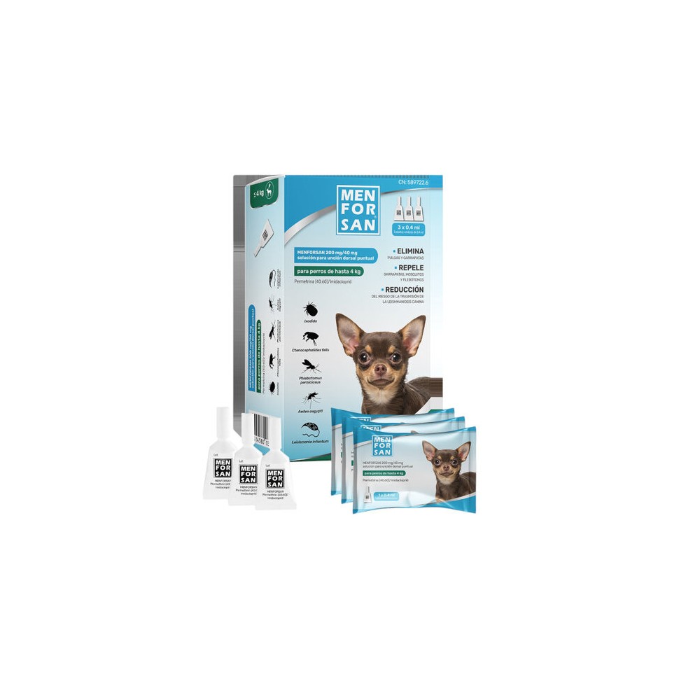 Menforsan Pipetas Antiparasitarias para perros hasta 4KG