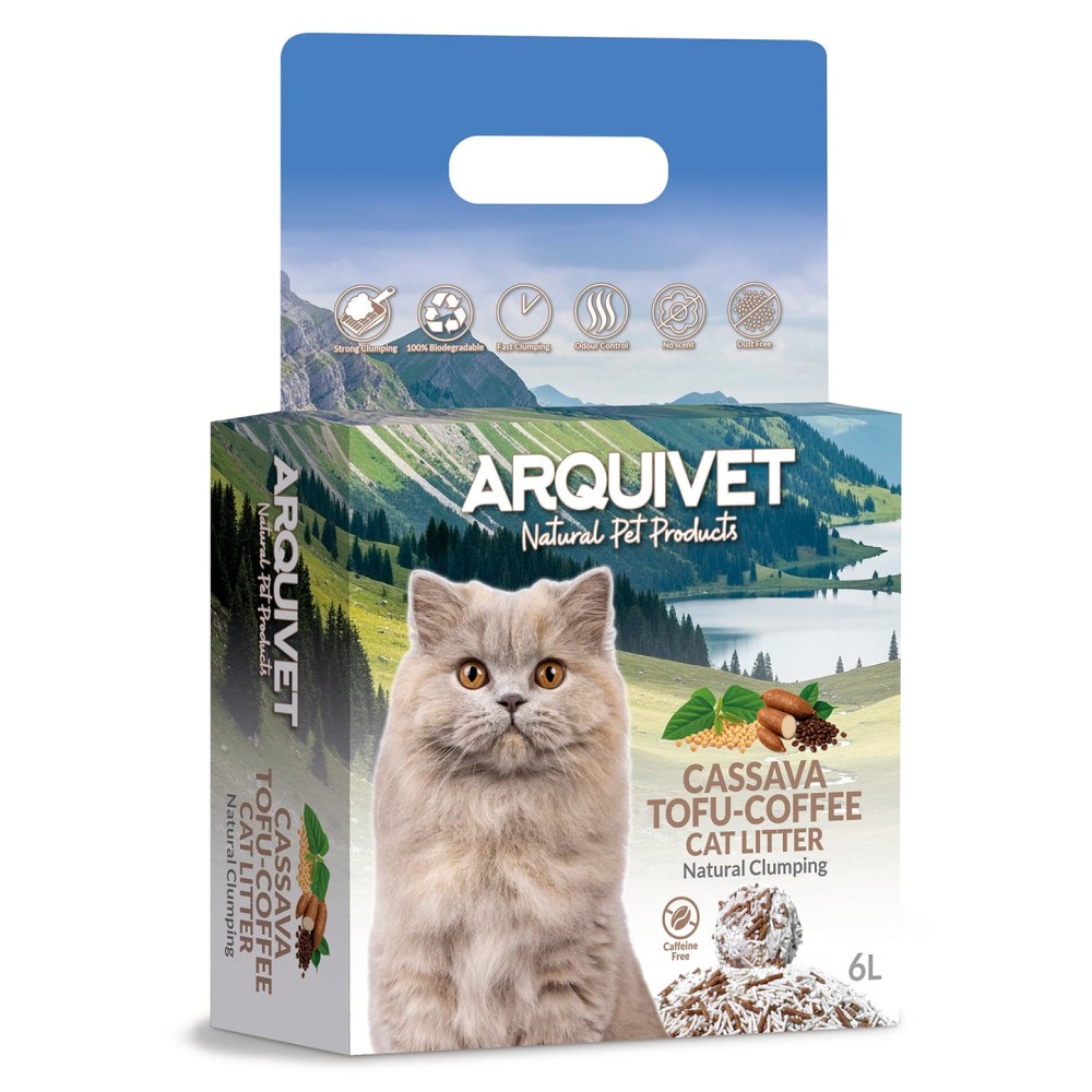 ARQUIVET Arena aglomerante para gatos 6L - Cassava Tofu Coffee Cat Litter