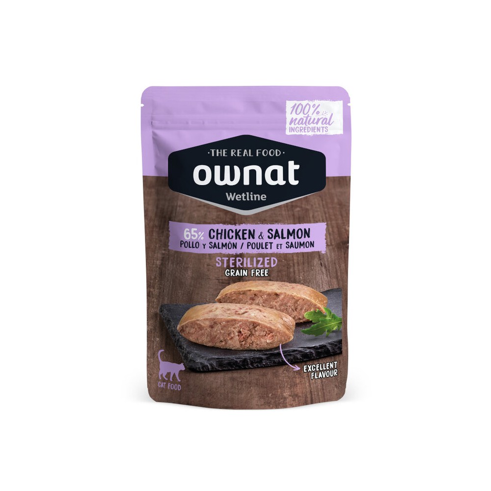 Ownat Wetline Sterilized Chicken and Salmon para Gatos 12X85GR