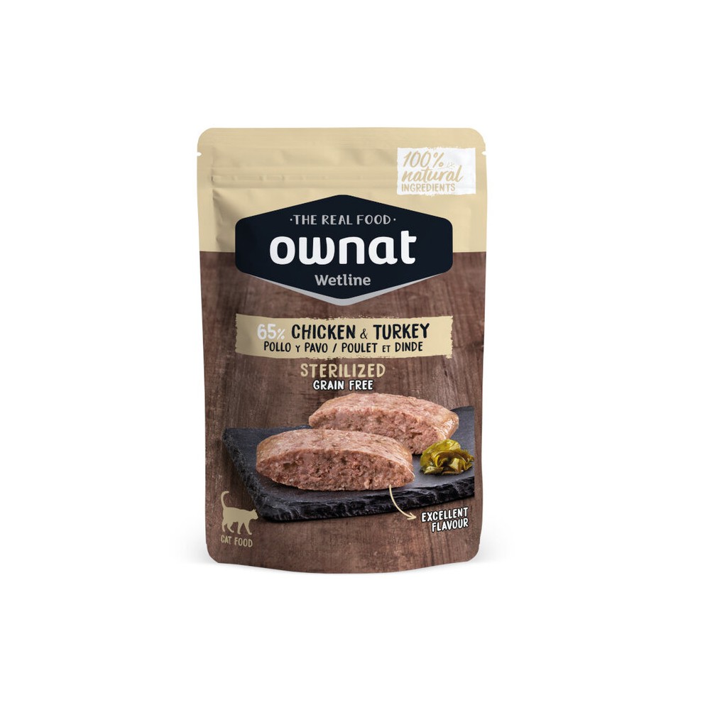 Ownat Wetline Sterilized Pollo y Pavo Gato 12X85GR