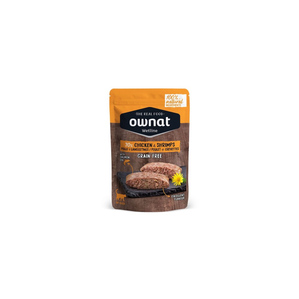 Ownat Wetline Chicken and Shrimps para Gatos 12X85GR
