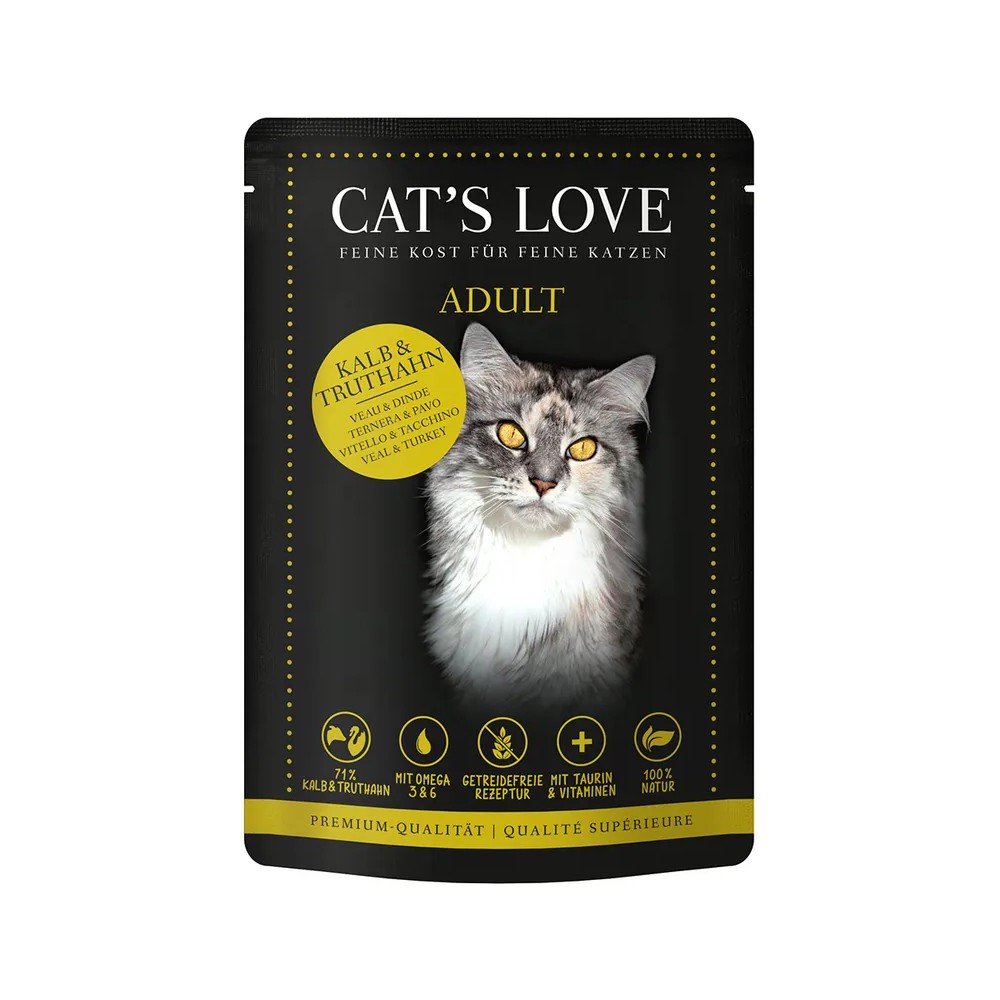CAT´S LOVE TERNERA Y PAVO SOBRES 12x85GR