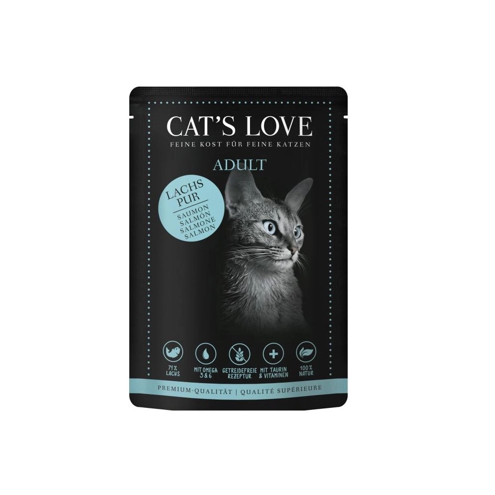 CAT'S LOVE ADULT PURO SALMÓN SOBRES 12x85GR